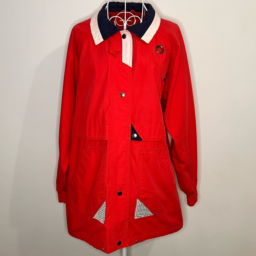 Mariel Vintage Red White & Blue Windbreaker/Raincoat Lined Jacket